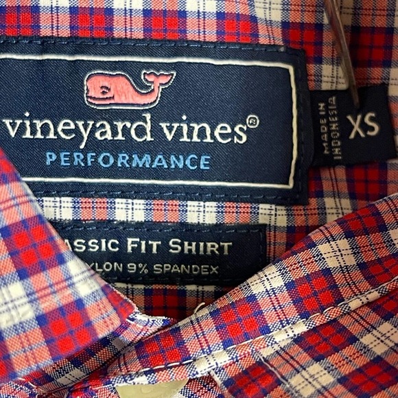 Vineyard Vines Mens XS Classic Fit Button Up Long Sleeve Shirt Red Plaid Pocket - Picture 8 of 13